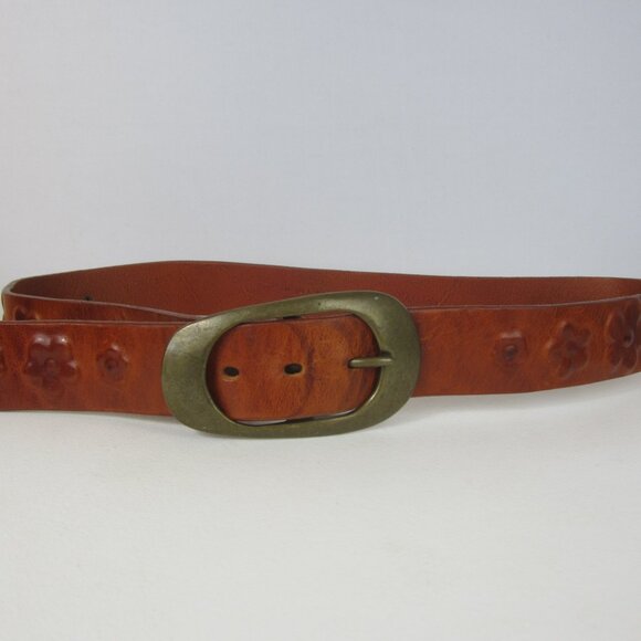 Sangiorgio Women Medium Embossed Brown  Leather Belt 32 - 36 Brass Buckle Italy main image 11